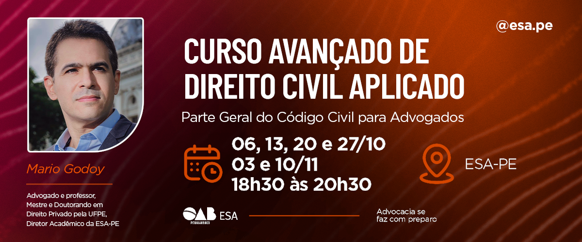 Início: 06/10 - Curso Avançado de Direito Civil Aplicado